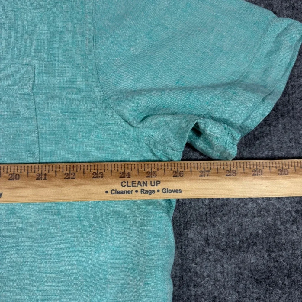 Banana Republic SS Linen Shirt Mens XL Teal Aqua 100% Linen Coastal EUC
